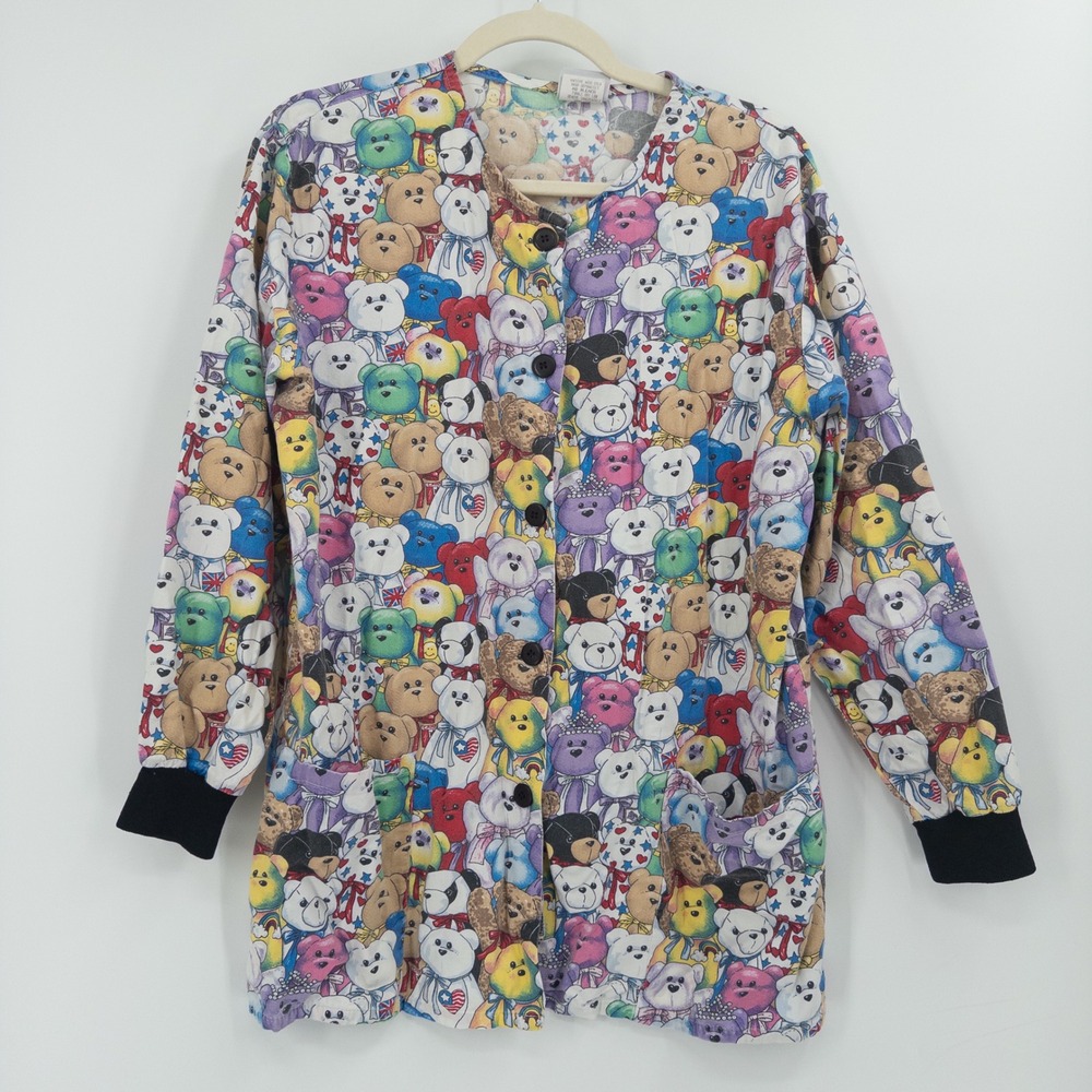 Beanie Baby Cardigan‎ Women Large Multi Color 90s Vintage Rare Los Angeles Rose